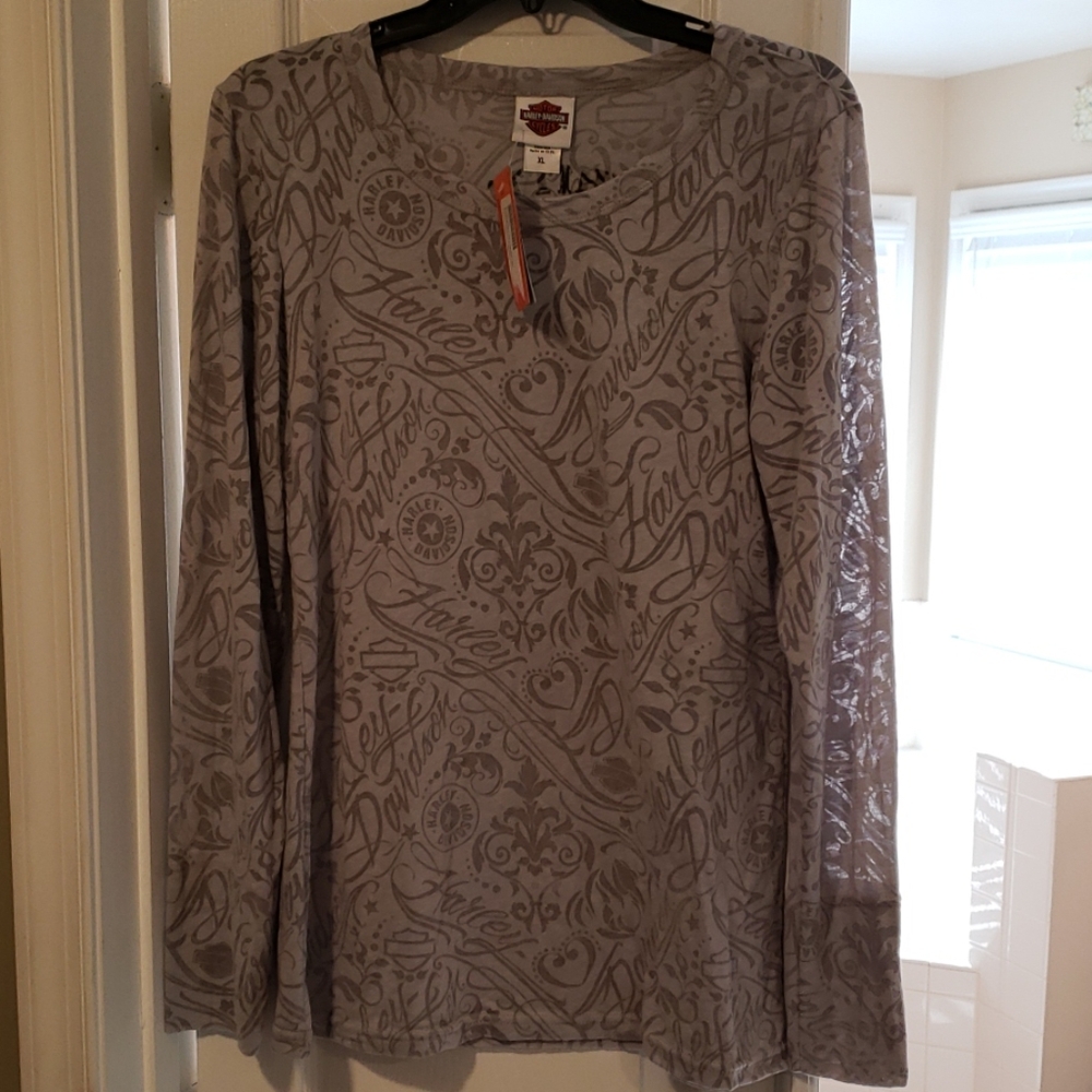 Harley Davidon long sleeve sheer top